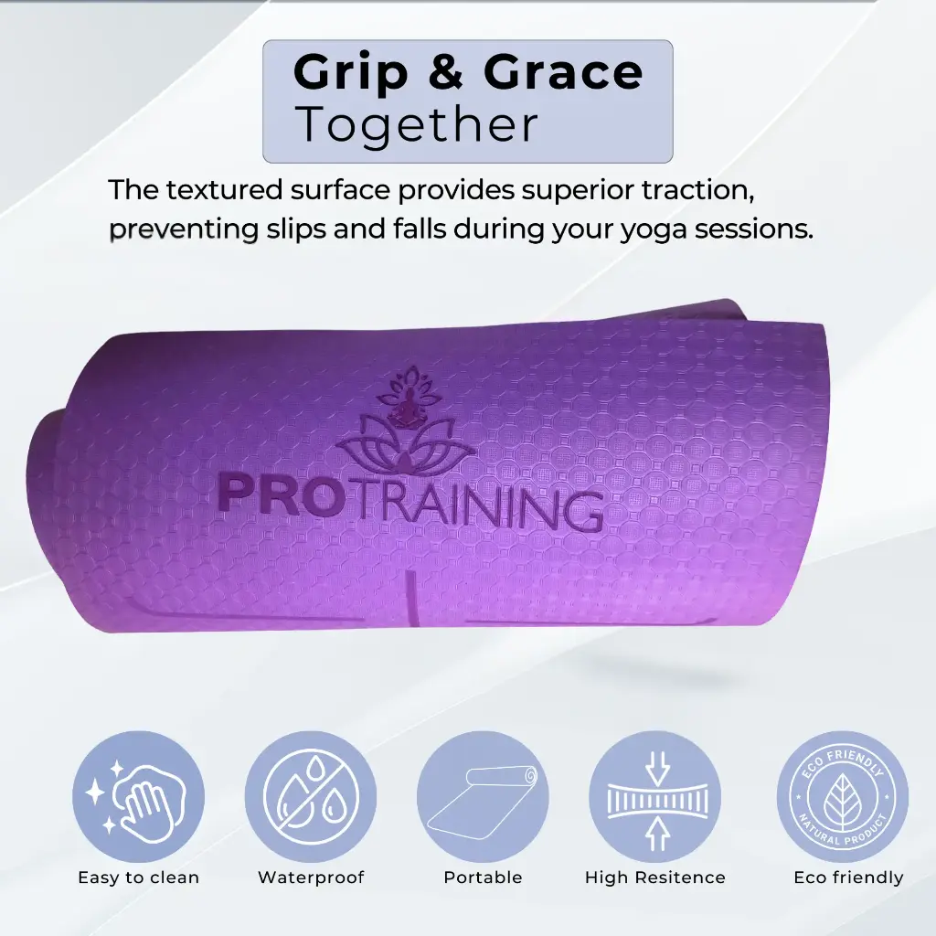 TPE Alignment Yoga Mat Purple (6mm)