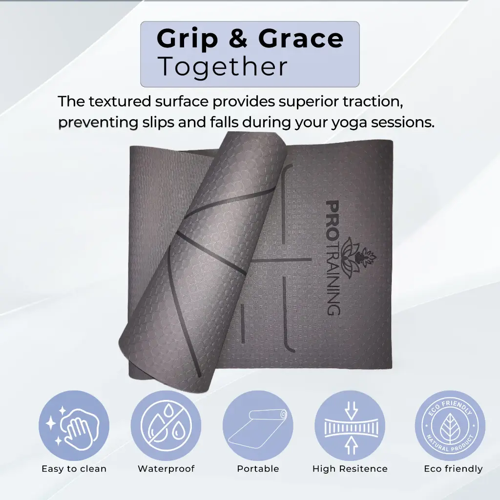 TPE Alignment Yoga Mat Grey (6mm)